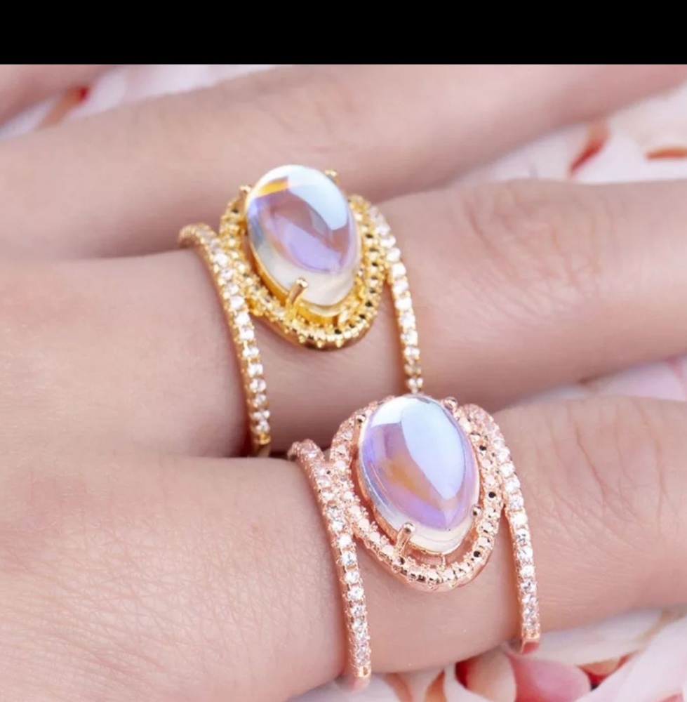 2 for 8$ Moonstone Oval stone ring - Picture 1 of 5